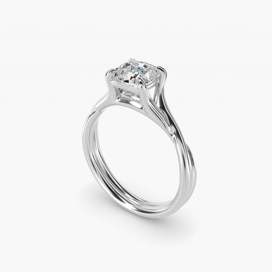 Twisted Shank Contemporary Solitaire Engagement Ring In Platinum By James Allen - Cushion Center