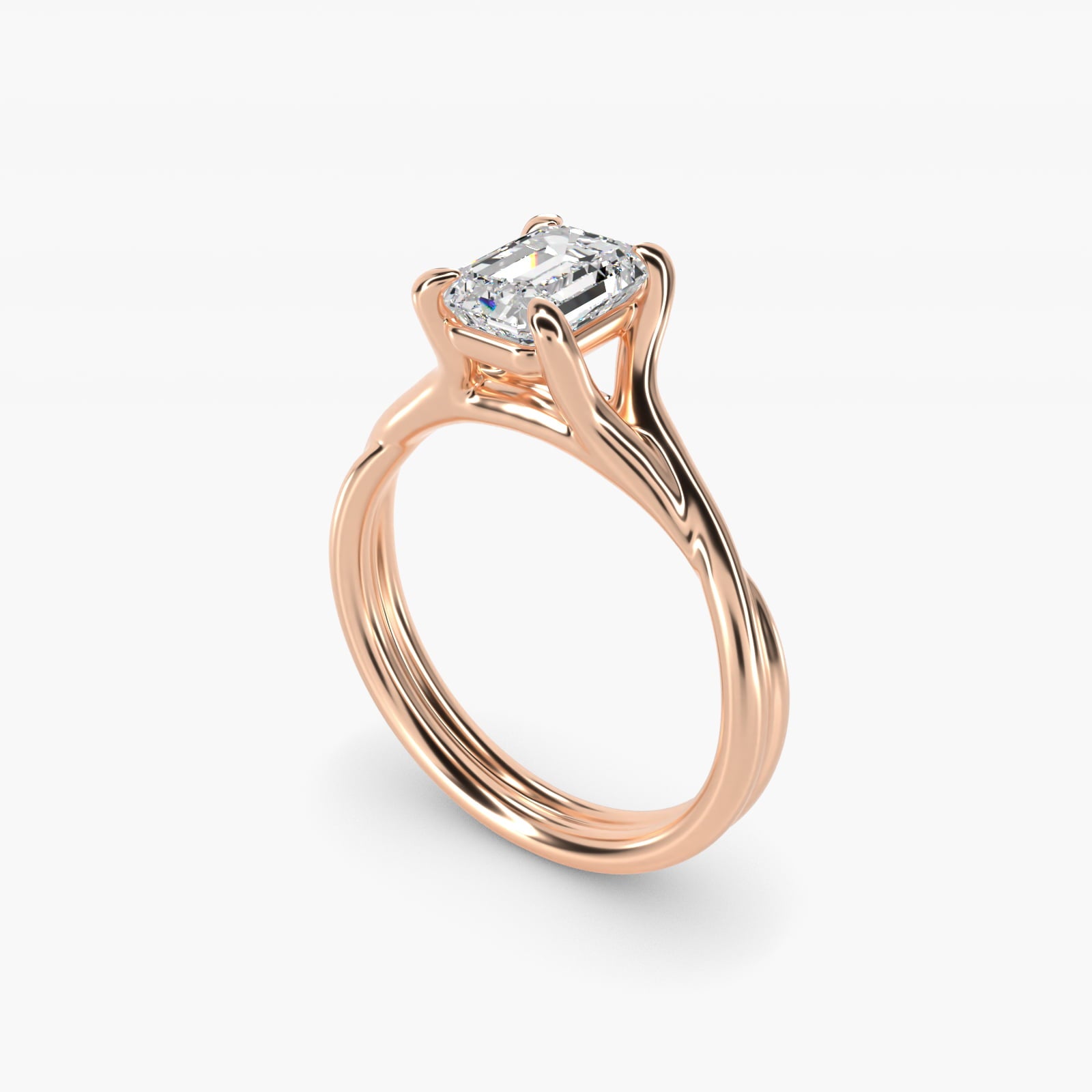 Twisted Shank Contemporary Solitaire Engagement Ring In 18k Rose Gold By James Allen - Emerald Center