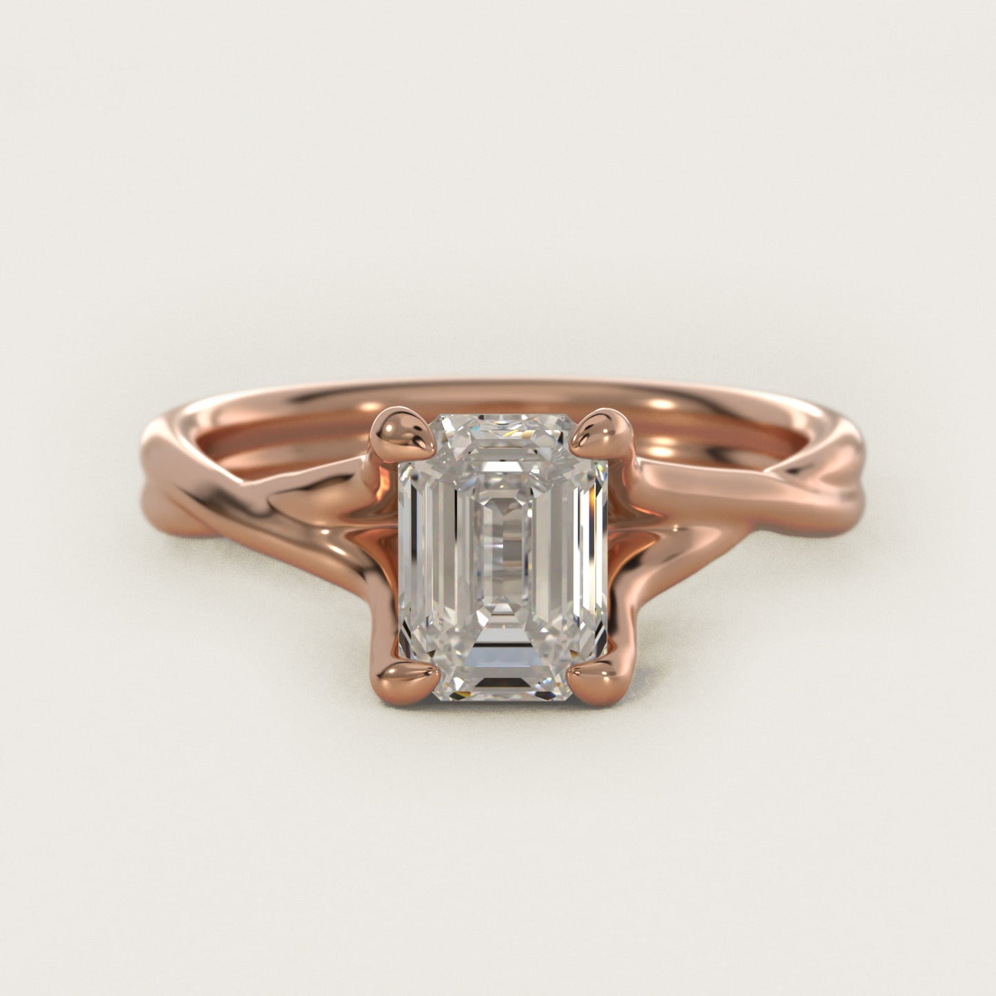 Twisted Shank Contemporary Solitaire Engagement Ring In 14K Rose Gold By James Allen - Emerald Center