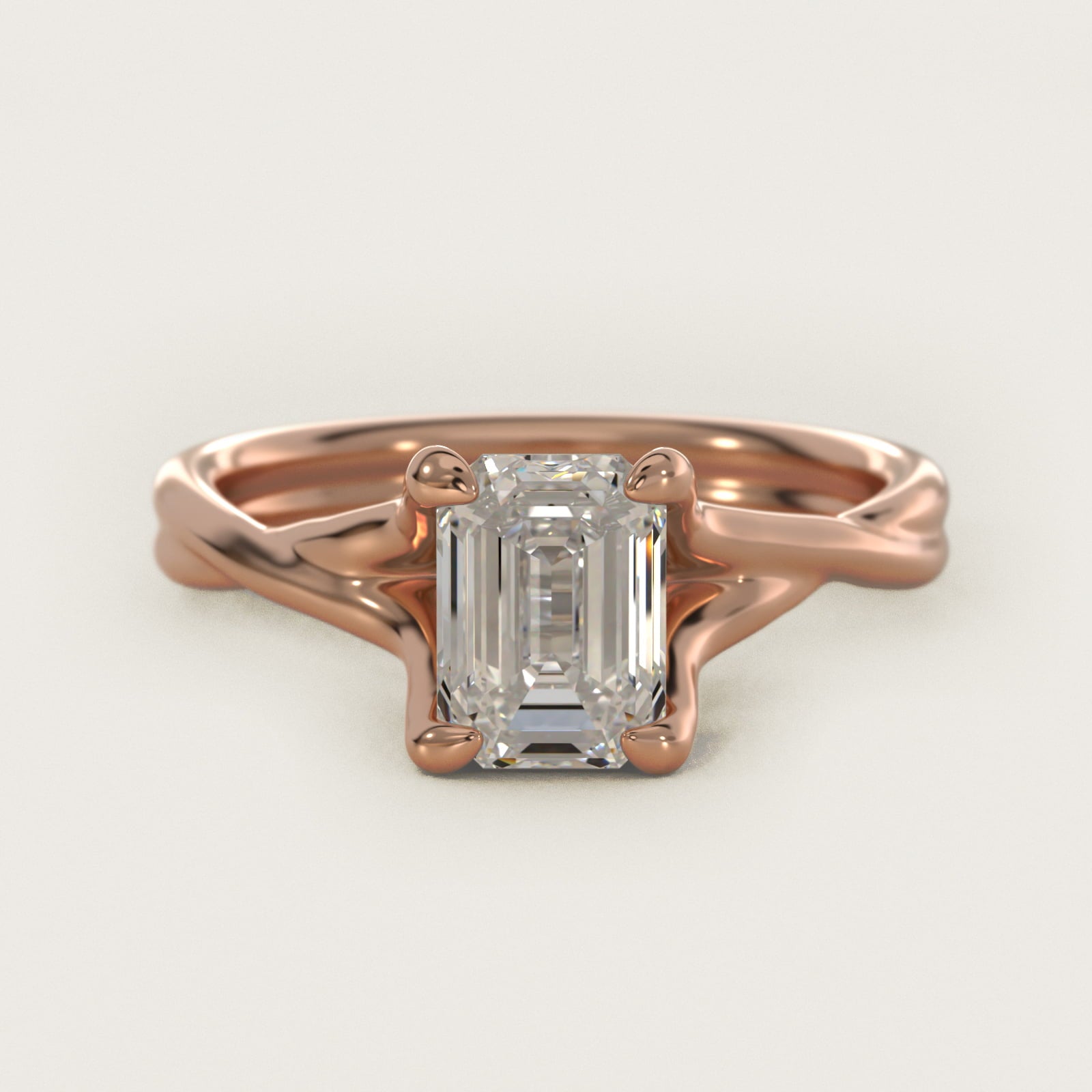 Twisted Shank Contemporary Solitaire Engagement Ring In 14K Rose Gold By James Allen - Emerald Center