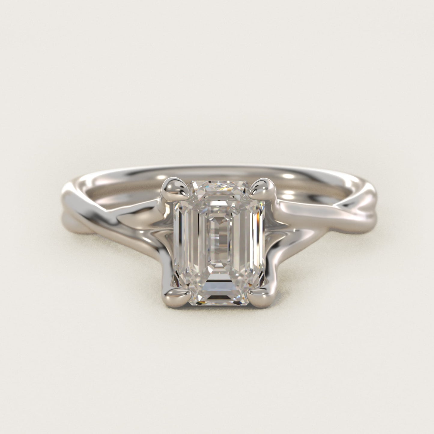 Twisted Shank Contemporary Solitaire Engagement Ring In 14K White Gold By James Allen - Emerald Center