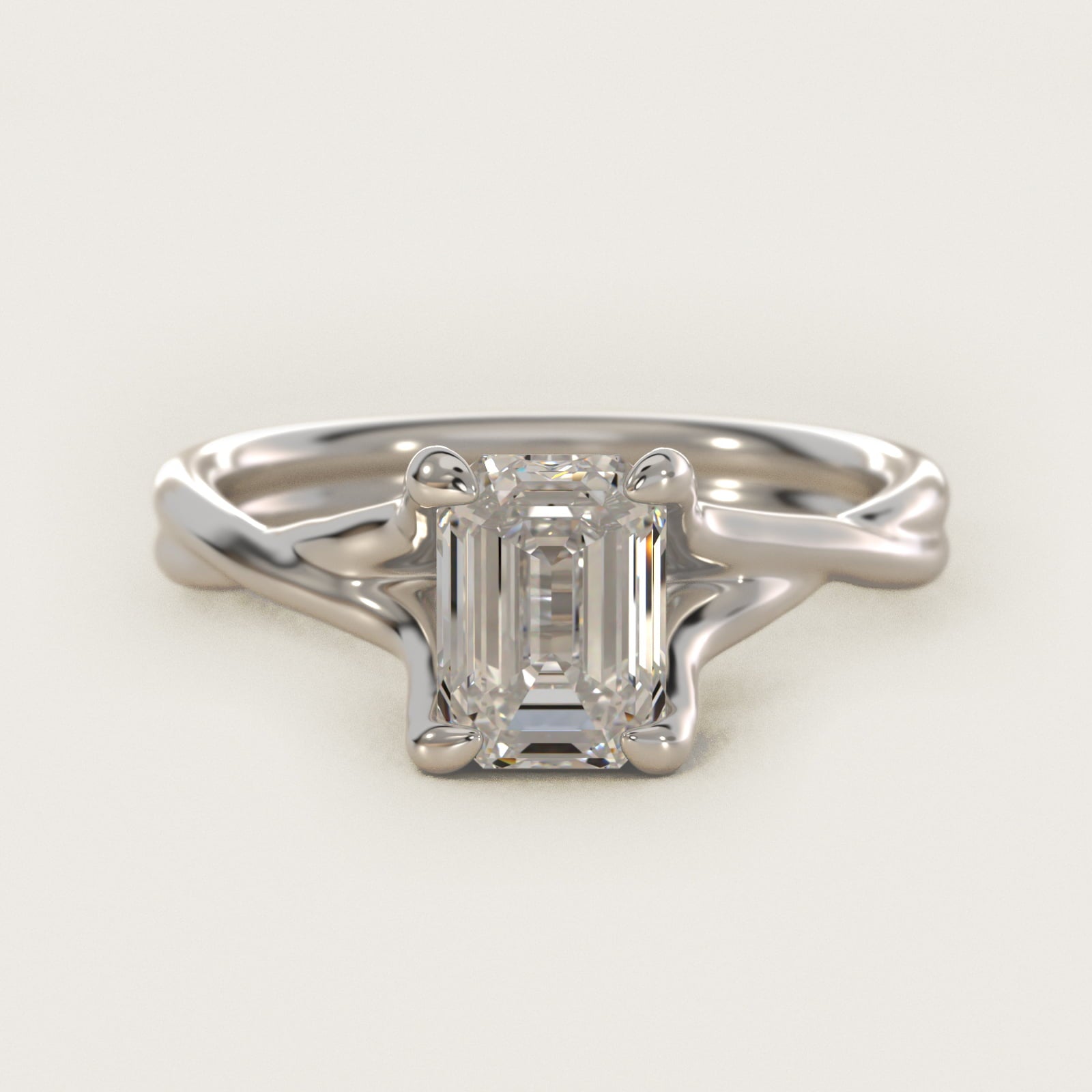 Twisted Shank Contemporary Solitaire Engagement Ring In 14K White Gold By James Allen - Emerald Center
