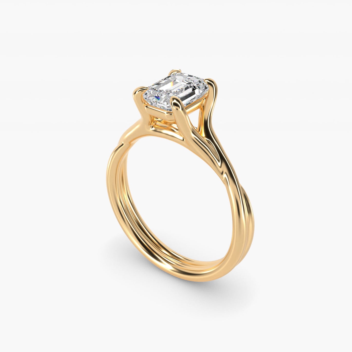 Twisted Shank Contemporary Solitaire Engagement Ring In 14K Yellow Gold By James Allen - Emerald Center