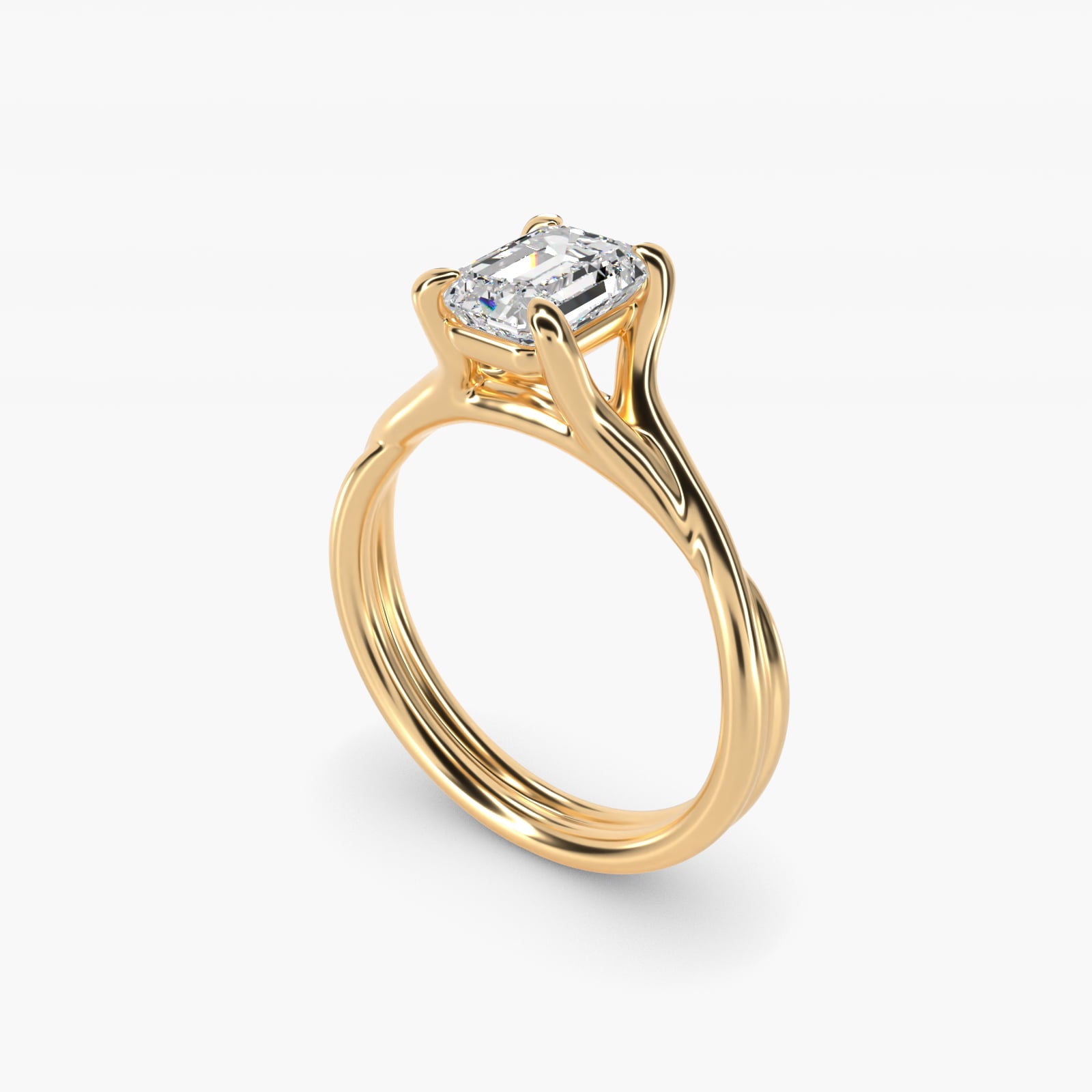 Twisted Shank Contemporary Solitaire Engagement Ring In 14K Yellow Gold By James Allen - Emerald Center