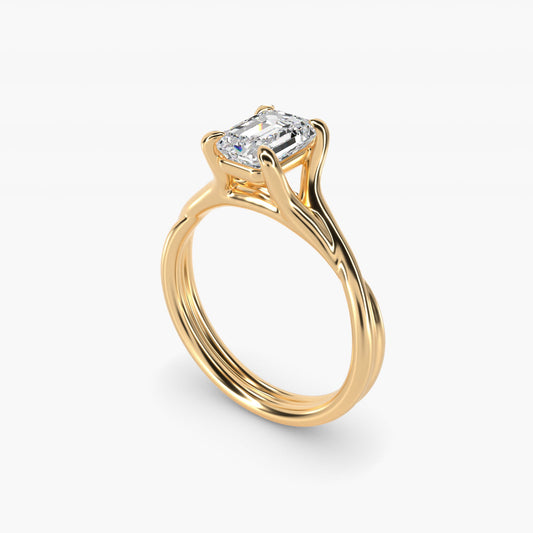 Twisted Shank Contemporary Solitaire Engagement Ring In 14K Yellow Gold By James Allen - Emerald Center