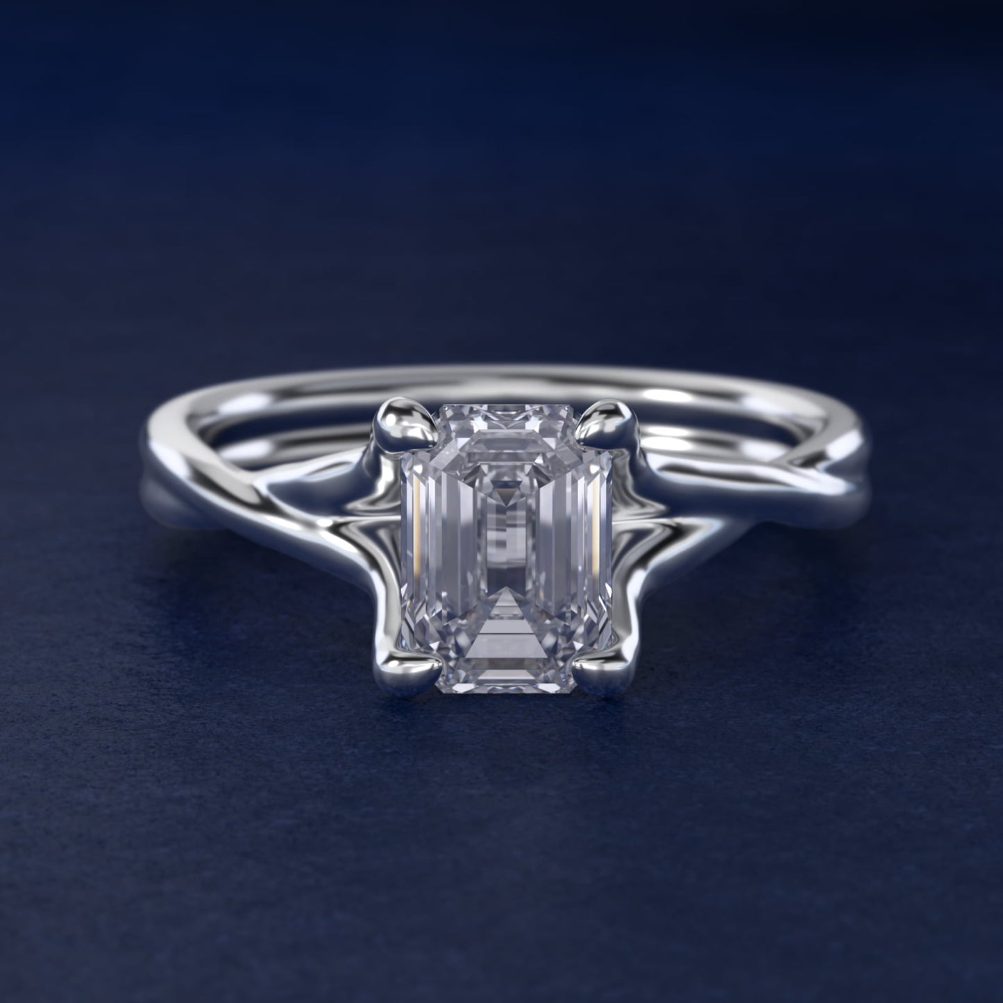 Twisted Shank Contemporary Solitaire Engagement Ring In Platinum By James Allen - Emerald Center