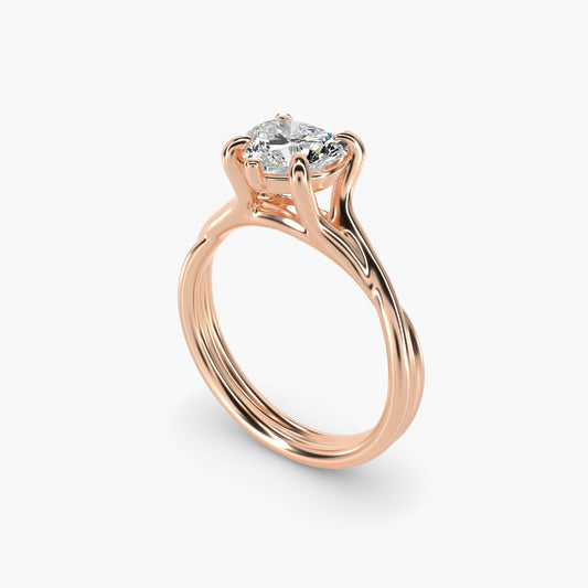 Twisted Shank Contemporary Solitaire Engagement Ring In 18k Rose Gold By James Allen - Heart Center