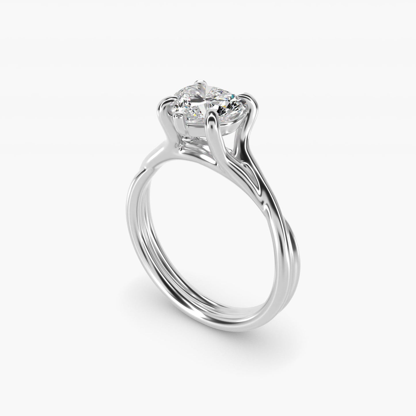 Twisted Shank Contemporary Solitaire Engagement Ring In 18k White Gold By James Allen - Heart Center