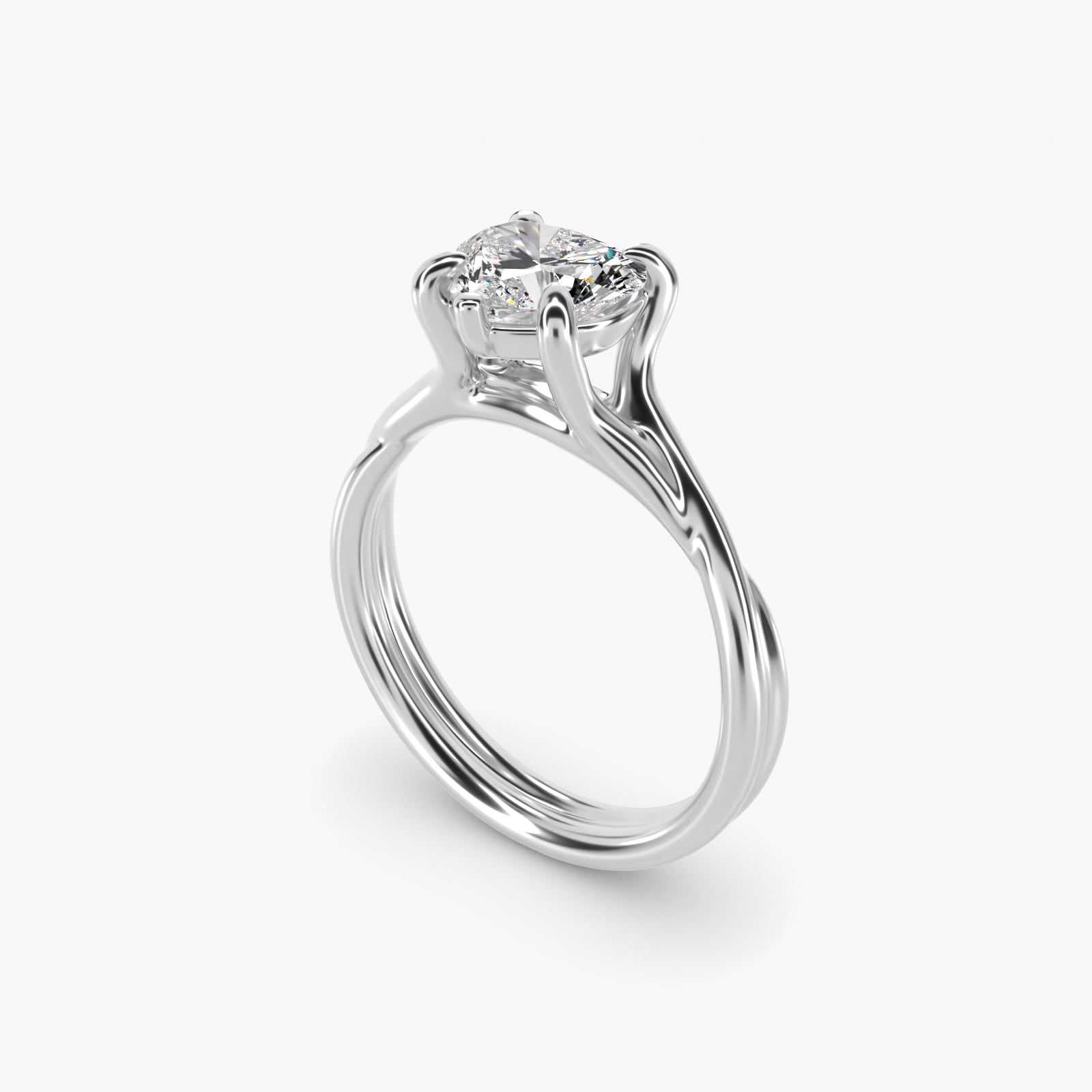 Twisted Shank Contemporary Solitaire Engagement Ring In 18k White Gold By James Allen - Heart Center