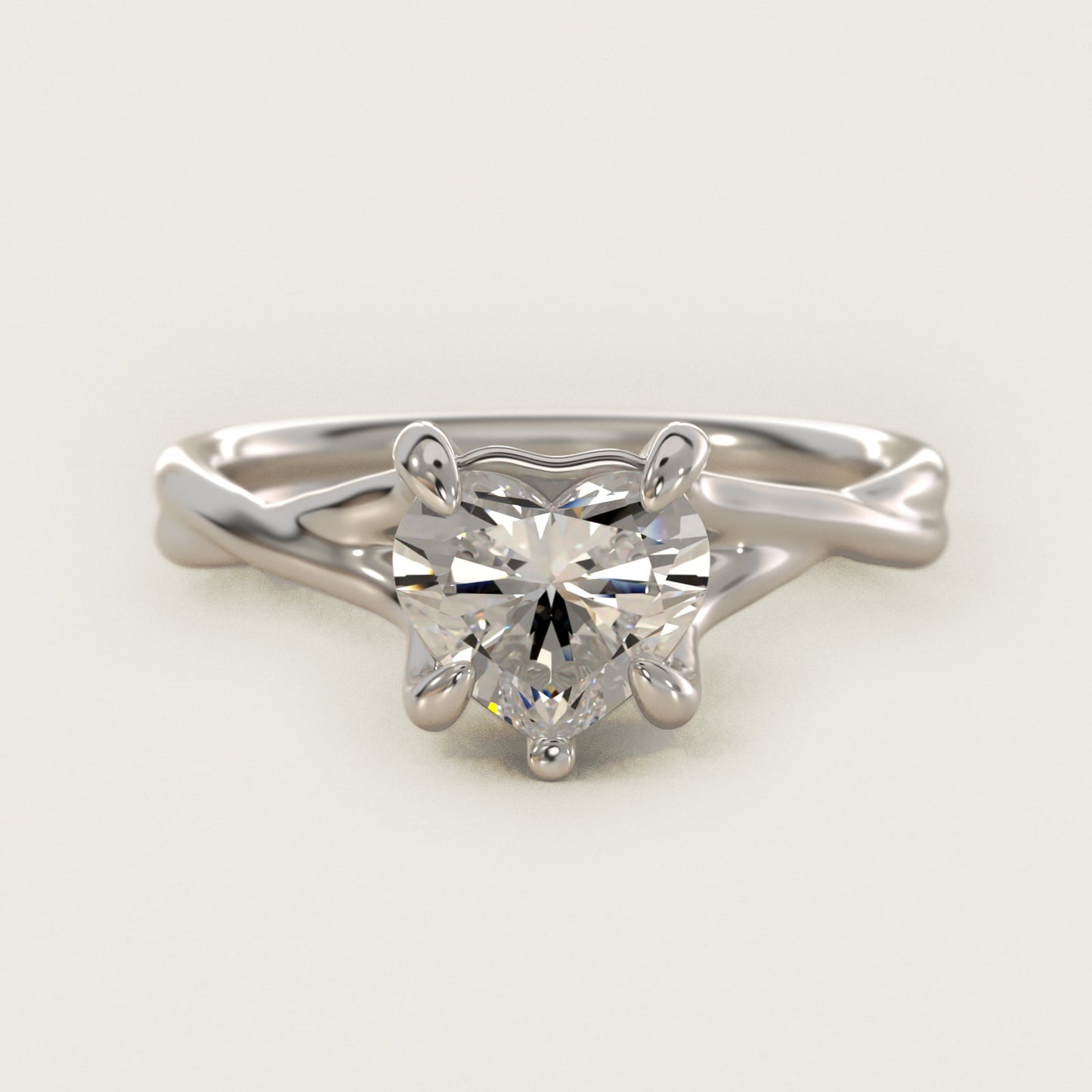 Twisted Shank Contemporary Solitaire Engagement Ring In 14K White Gold By James Allen - Heart Center
