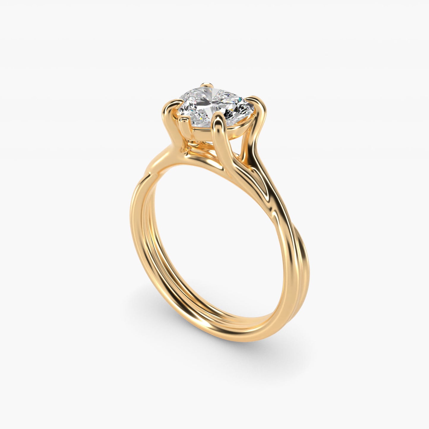Twisted Shank Contemporary Solitaire Engagement Ring In 18k Yellow Gold By James Allen - Heart Center