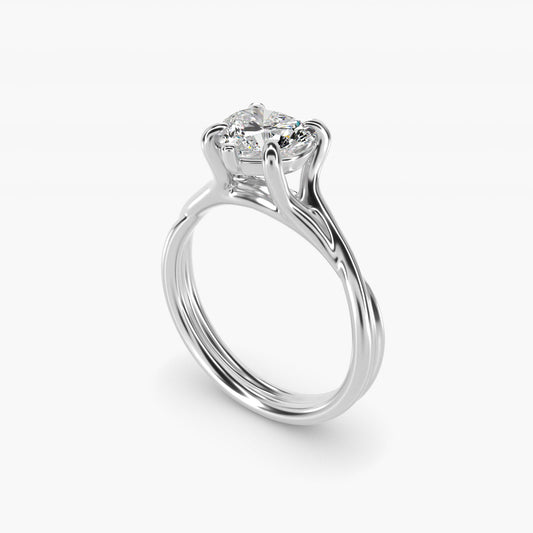 Twisted Shank Contemporary Solitaire Engagement Ring In Platinum By James Allen - Heart Center