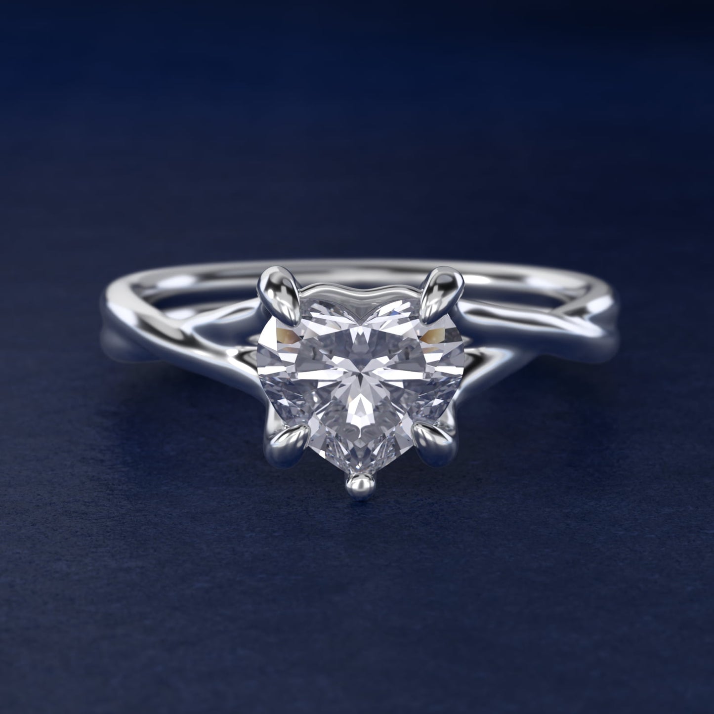 Twisted Shank Contemporary Solitaire Engagement Ring In Platinum By James Allen - Heart Center
