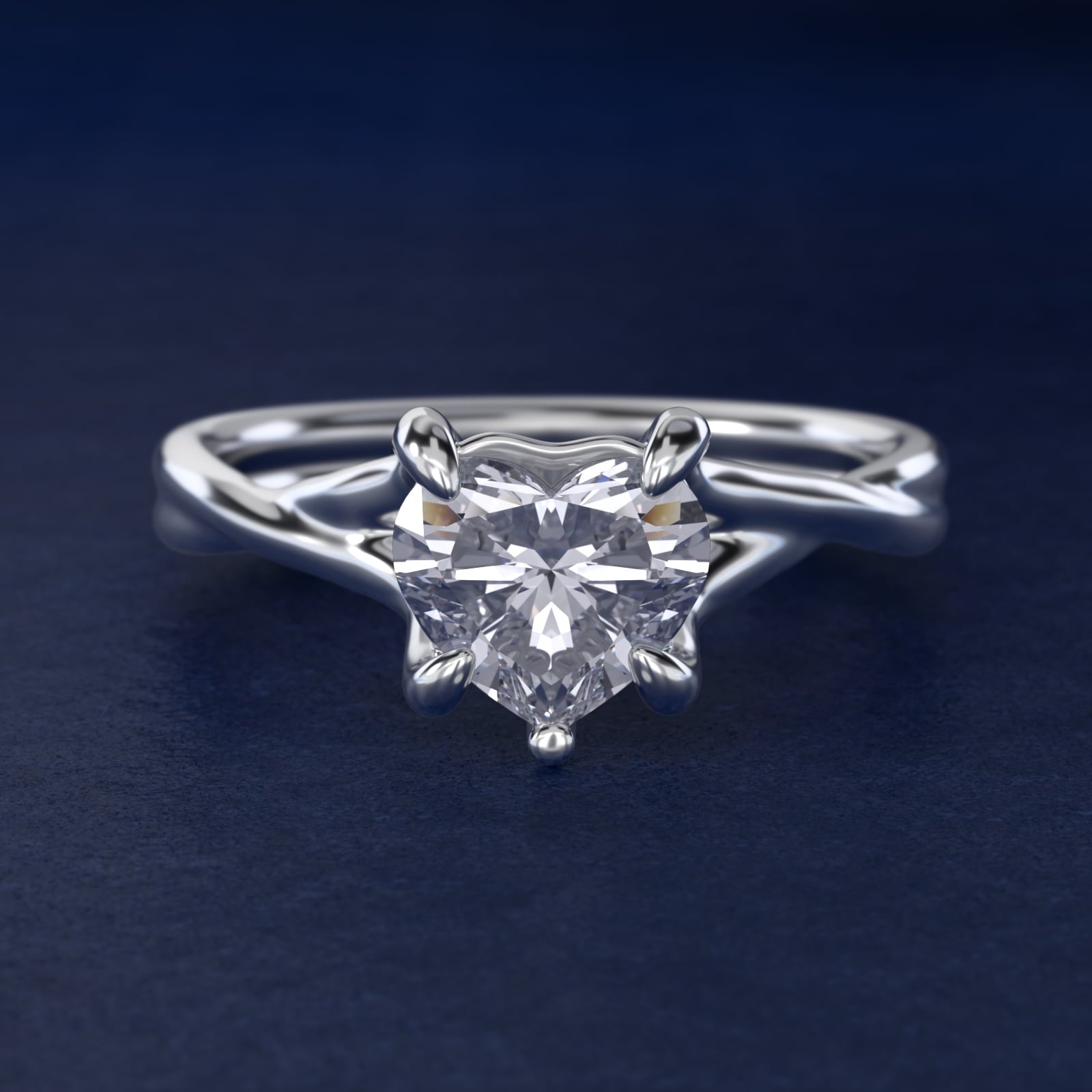 Twisted Shank Contemporary Solitaire Engagement Ring In Platinum By James Allen - Heart Center