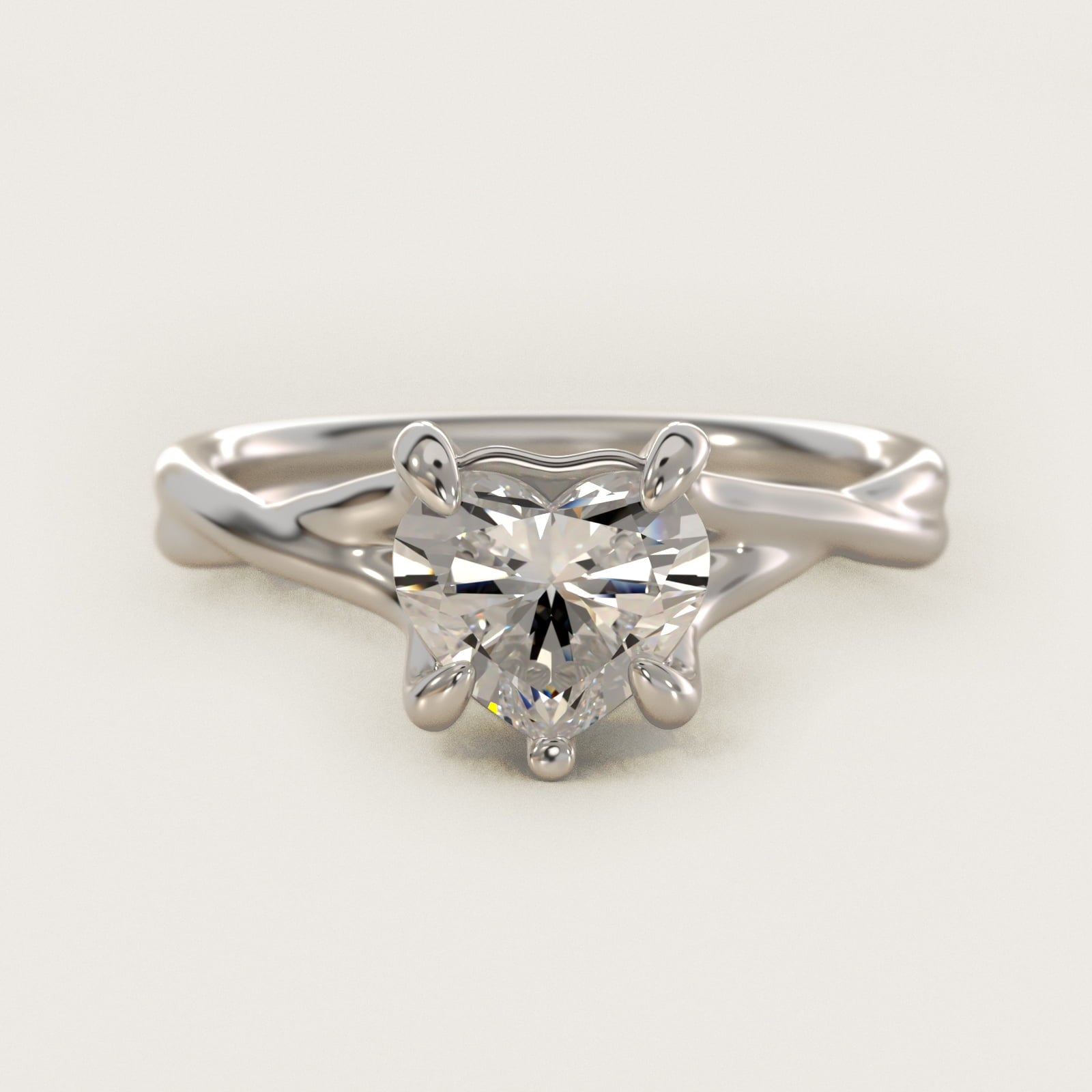 Twisted Shank Contemporary Solitaire Engagement Ring In Platinum By James Allen - Heart Center