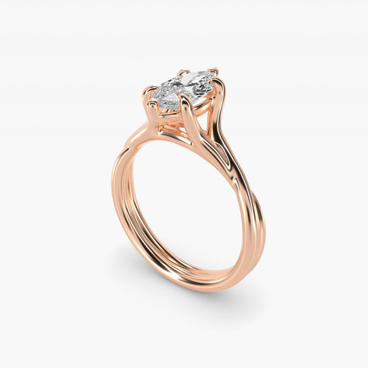 Twisted Shank Contemporary Solitaire Engagement Ring In 18k Rose Gold By James Allen - Marquise Center