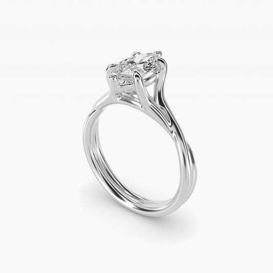Twisted Shank Contemporary Solitaire Engagement Ring In 14K White Gold By James Allen - Marquise Center