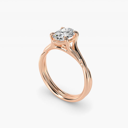 Twisted Shank Contemporary Solitaire Engagement Ring In 18k Rose Gold By James Allen - Oval Center