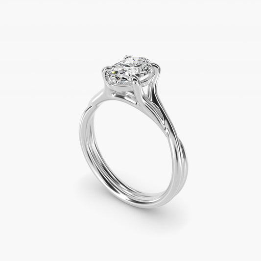 Twisted Shank Contemporary Solitaire Engagement Ring In 18k White Gold By James Allen - Oval Center