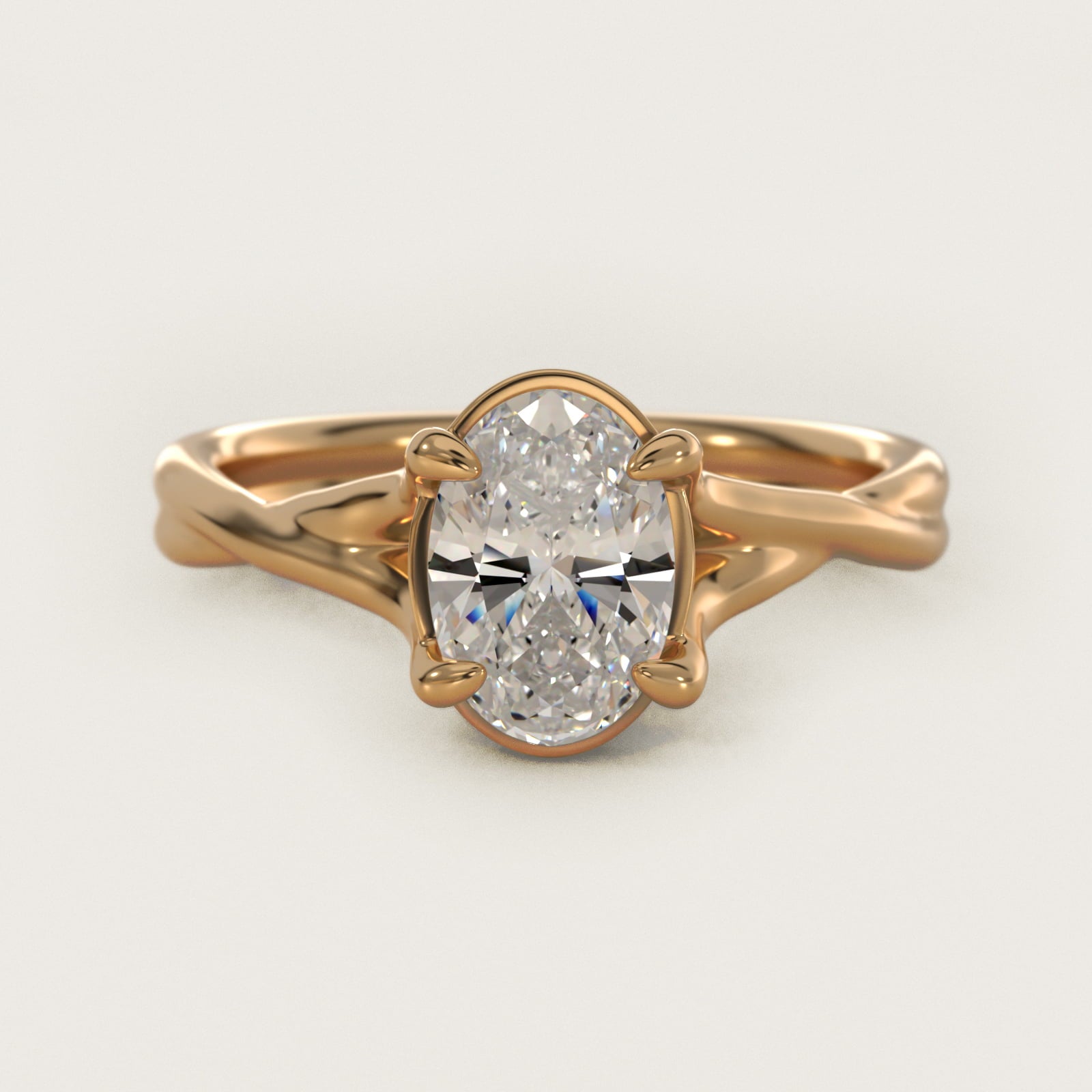 Twisted Shank Contemporary Solitaire Engagement Ring In 18k Yellow Gold By James Allen - Oval Center