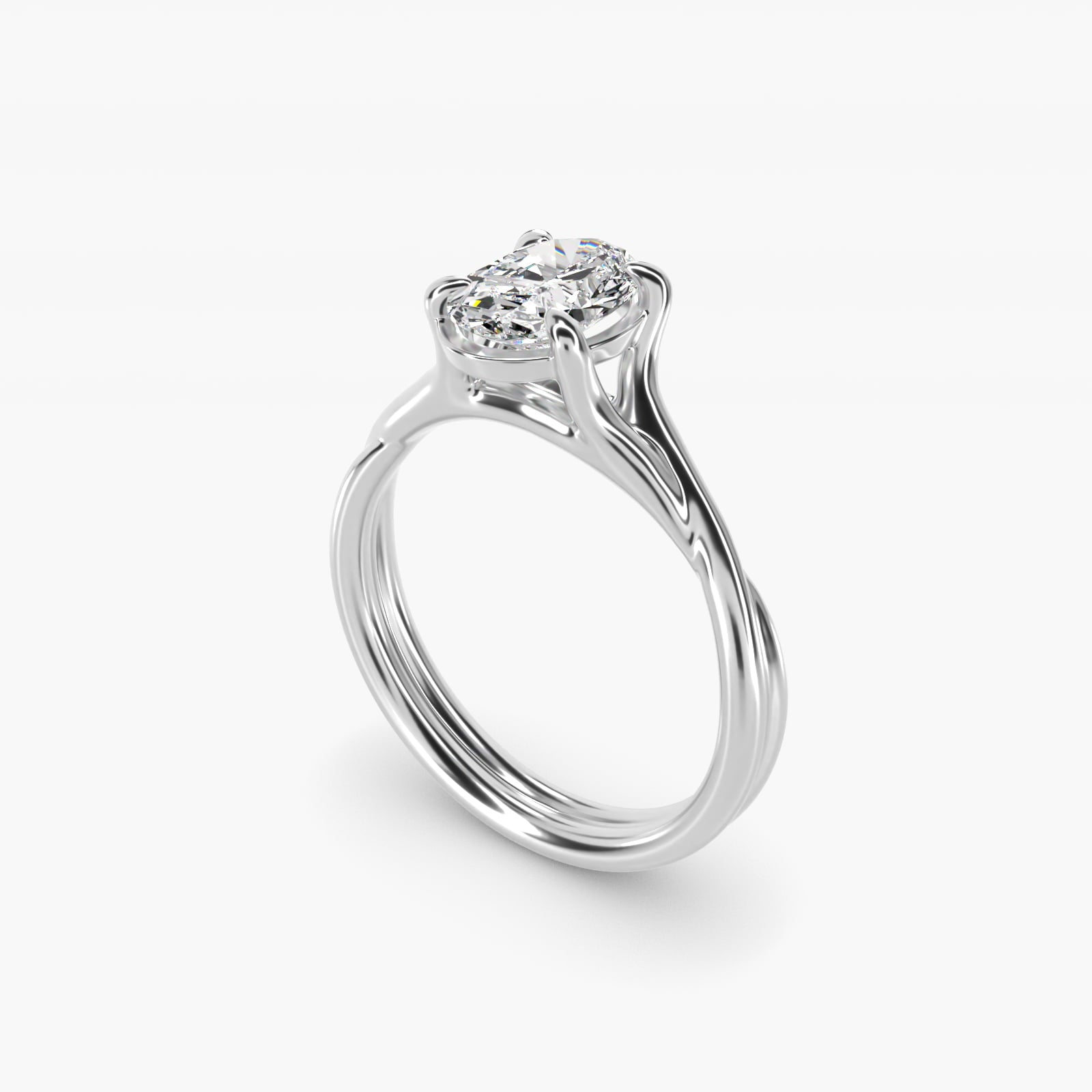 Twisted Shank Contemporary Solitaire Engagement Ring In Platinum By James Allen - Oval Center