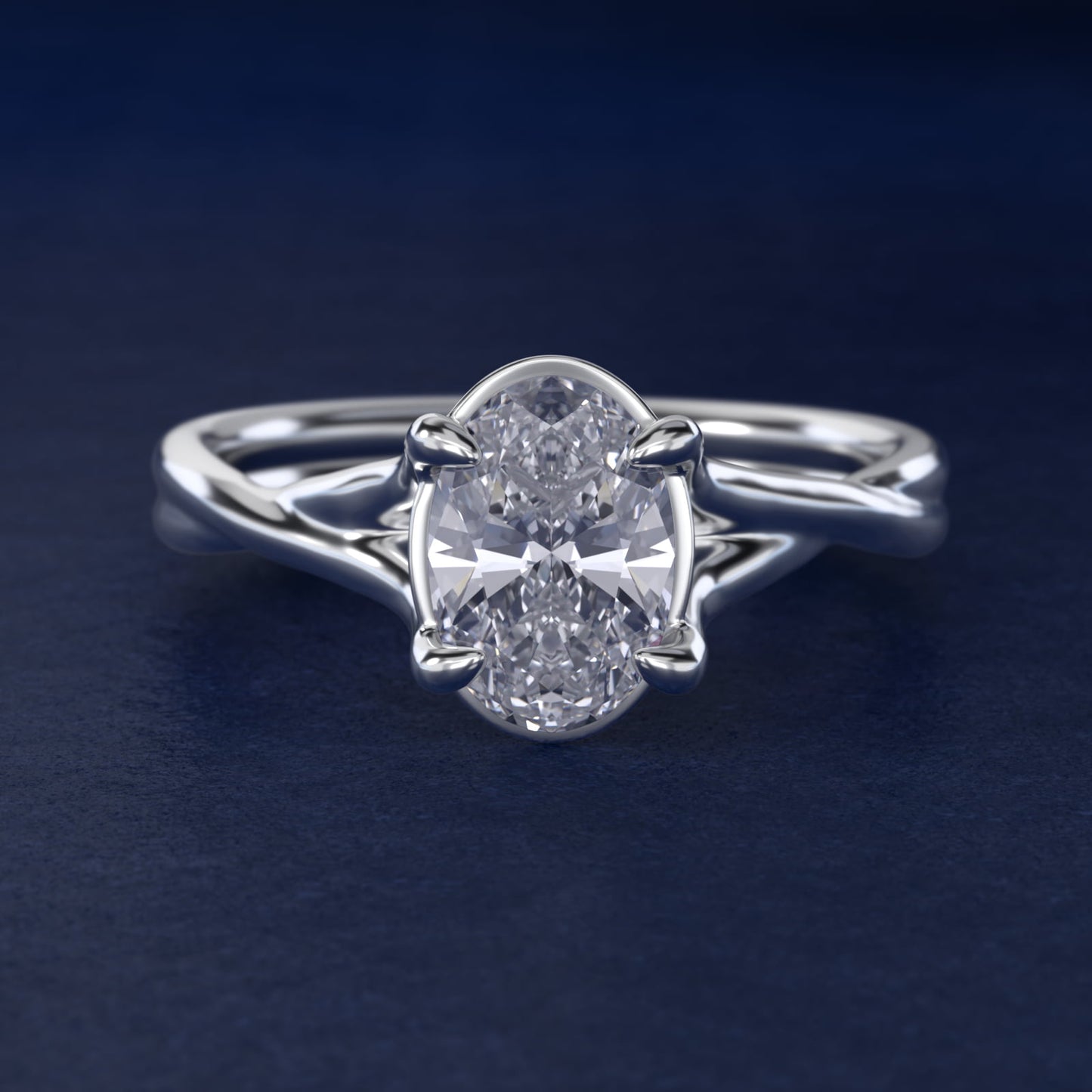 Twisted Shank Contemporary Solitaire Engagement Ring In Platinum By James Allen - Oval Center