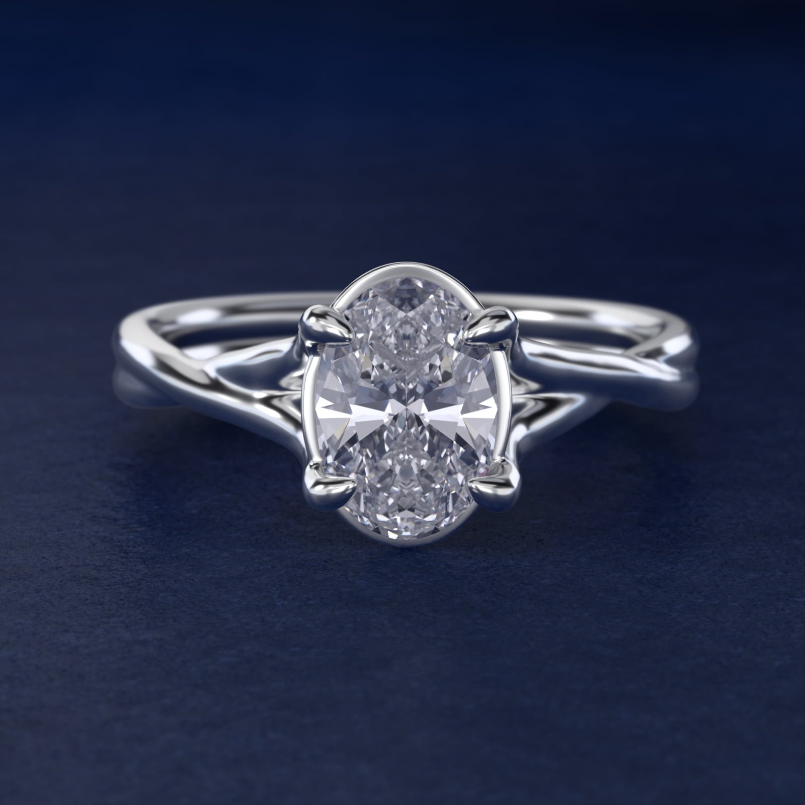Twisted Shank Contemporary Solitaire Engagement Ring In Platinum By James Allen - Oval Center