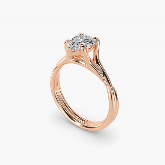 Twisted Shank Contemporary Solitaire Engagement Ring In 18k Rose Gold By James Allen - Pear Center