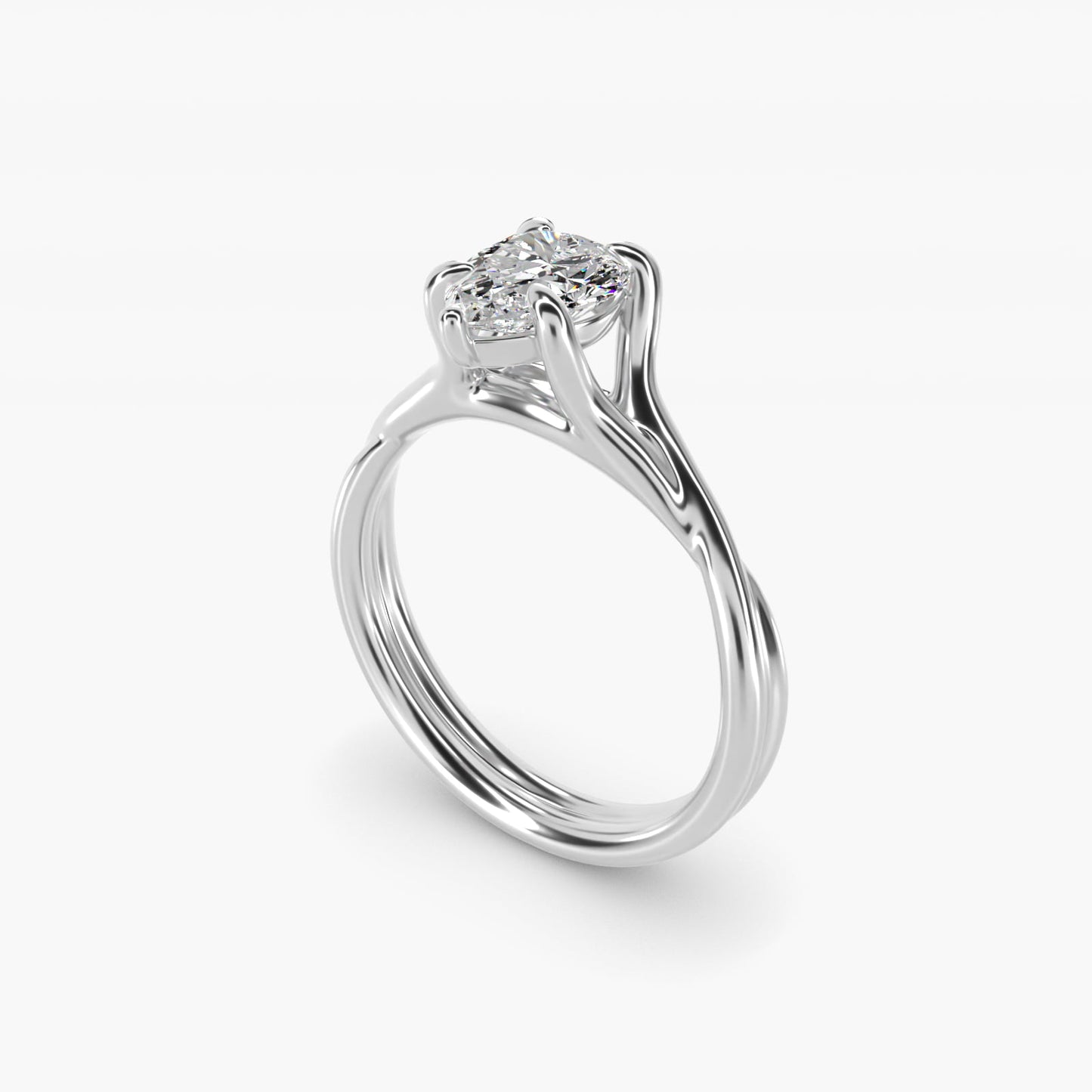 Twisted Shank Contemporary Solitaire Engagement Ring In 18k White Gold By James Allen - Pear Center