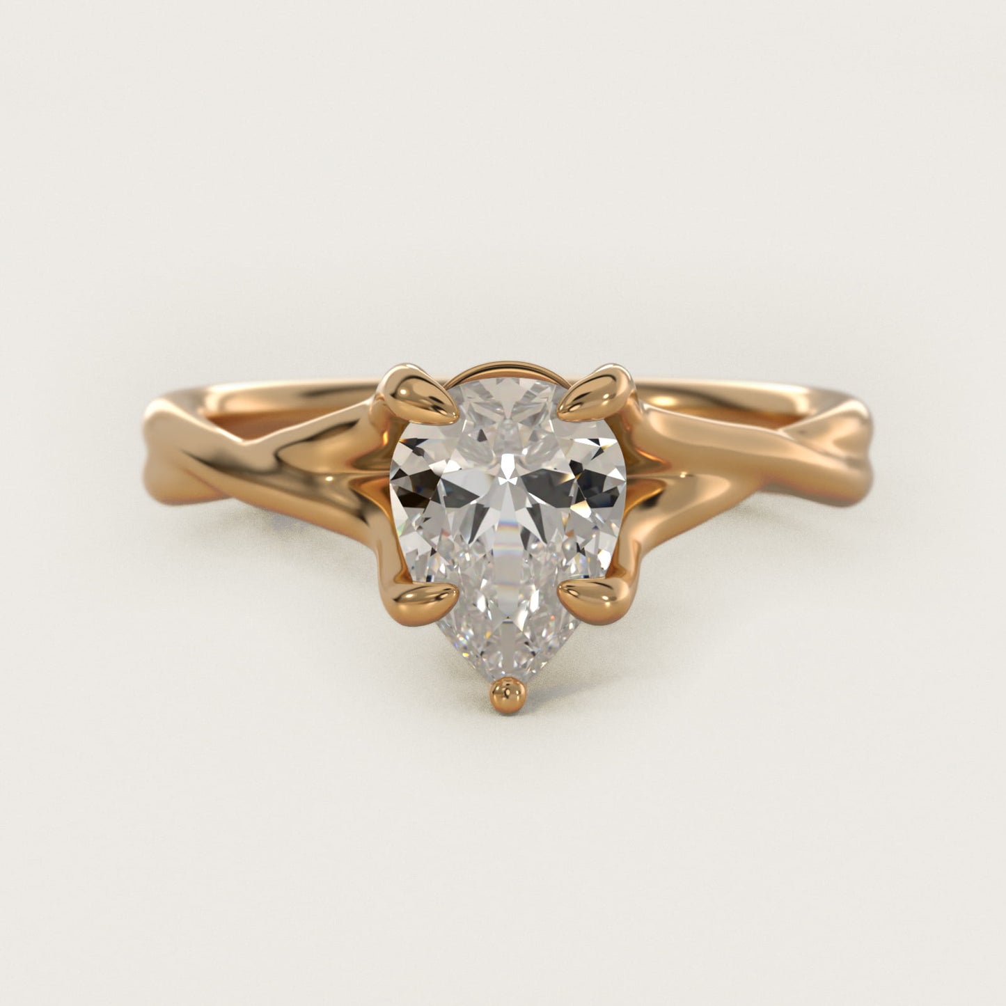 Twisted Shank Contemporary Solitaire Engagement Ring In 18k Yellow Gold By James Allen - Pear Center
