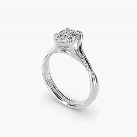 Twisted Shank Contemporary Solitaire Engagement Ring In Platinum By James Allen - Pear Center