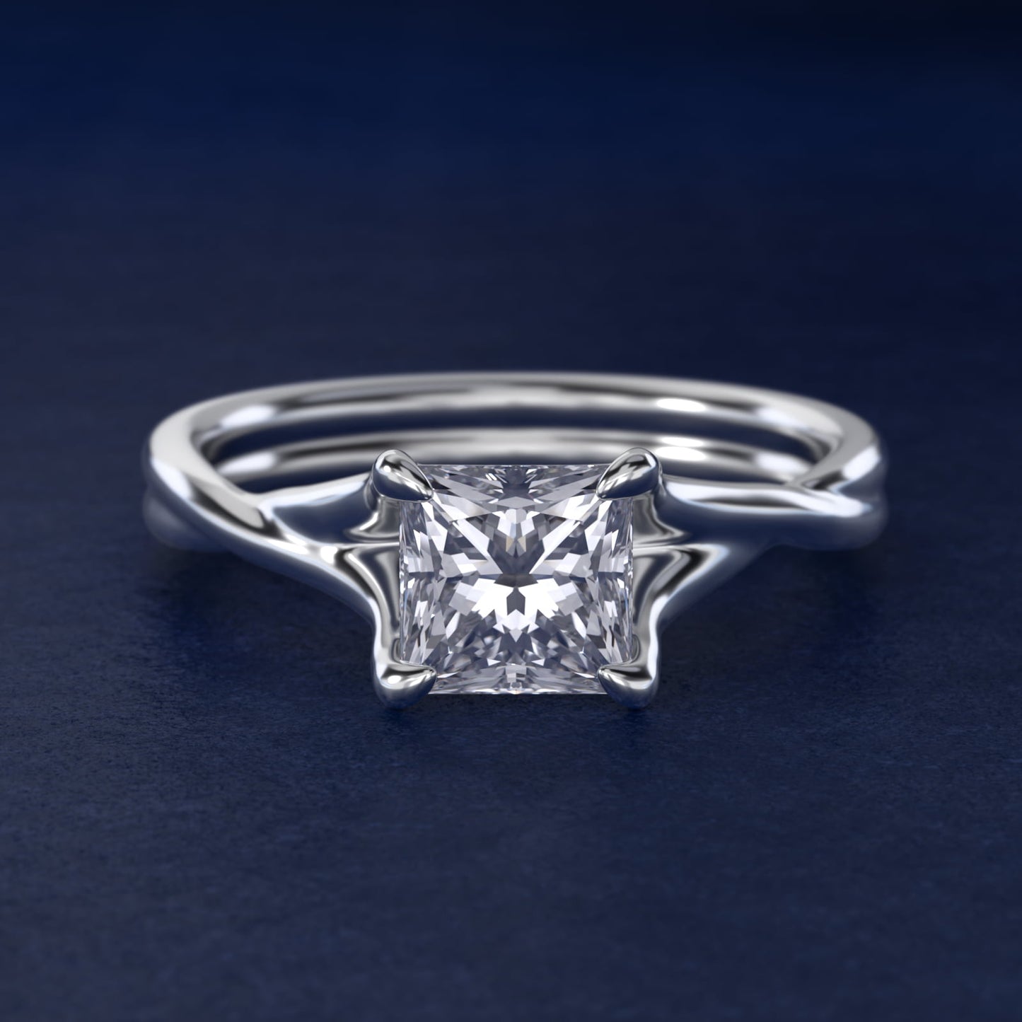 Twisted Shank Contemporary Solitaire Engagement Ring In Platinum By James Allen - Princess Center