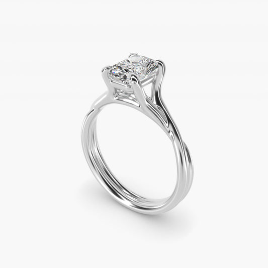 Twisted Shank Contemporary Solitaire Engagement Ring In 18k White Gold By James Allen - Radiant Center