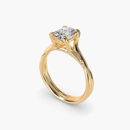 Twisted Shank Contemporary Solitaire Engagement Ring In 18k Yellow Gold By James Allen - Radiant Center