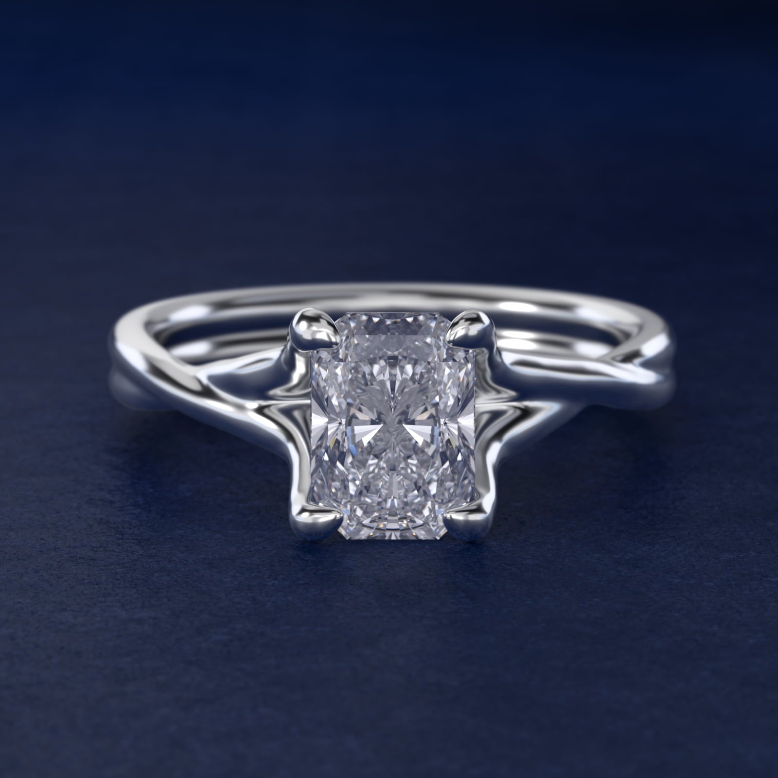 Twisted Shank Contemporary Solitaire Engagement Ring In Platinum By James Allen - Radiant Center