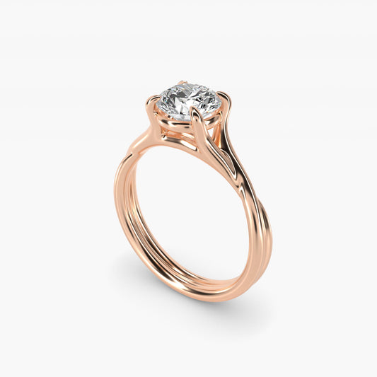 Twisted Shank Contemporary Solitaire Engagement Ring In 18k Rose Gold By James Allen - Round Center