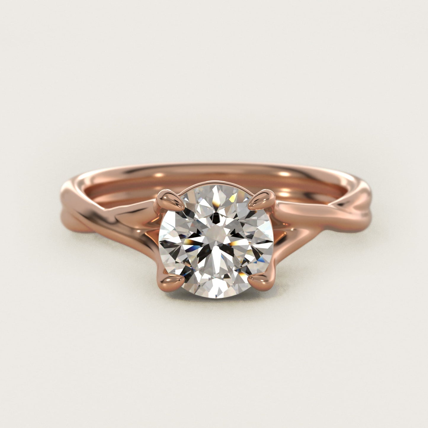 Twisted Shank Contemporary Solitaire Engagement Ring In 18k Rose Gold By James Allen - Round Center