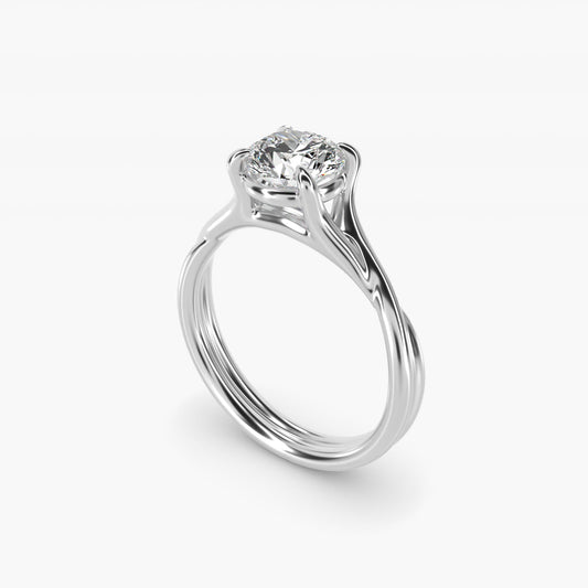 Twisted Shank Contemporary Solitaire Engagement Ring In 18k White Gold By James Allen - Round Center