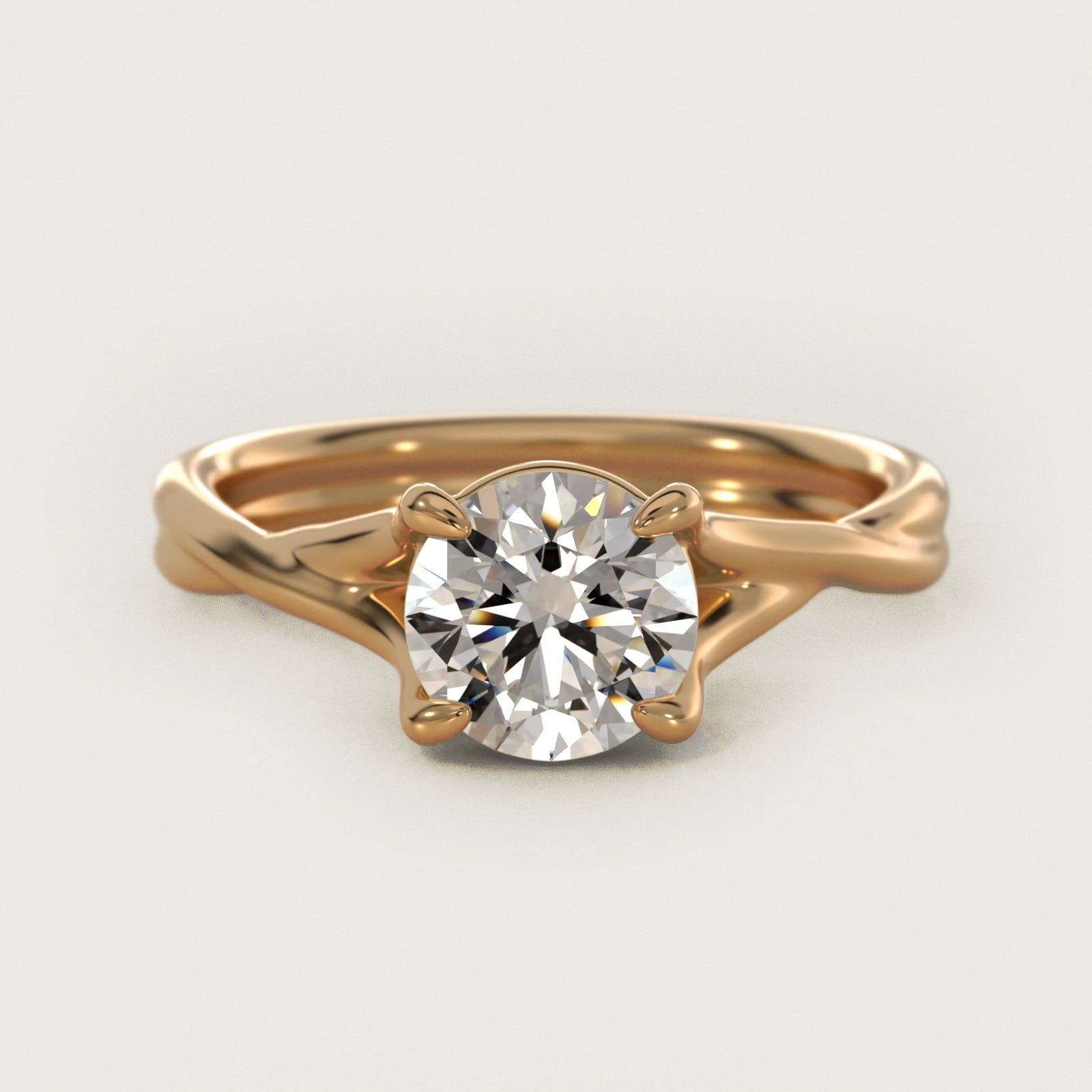 Twisted Shank Contemporary Solitaire Engagement Ring In 14K Yellow Gold By James Allen - Round Center