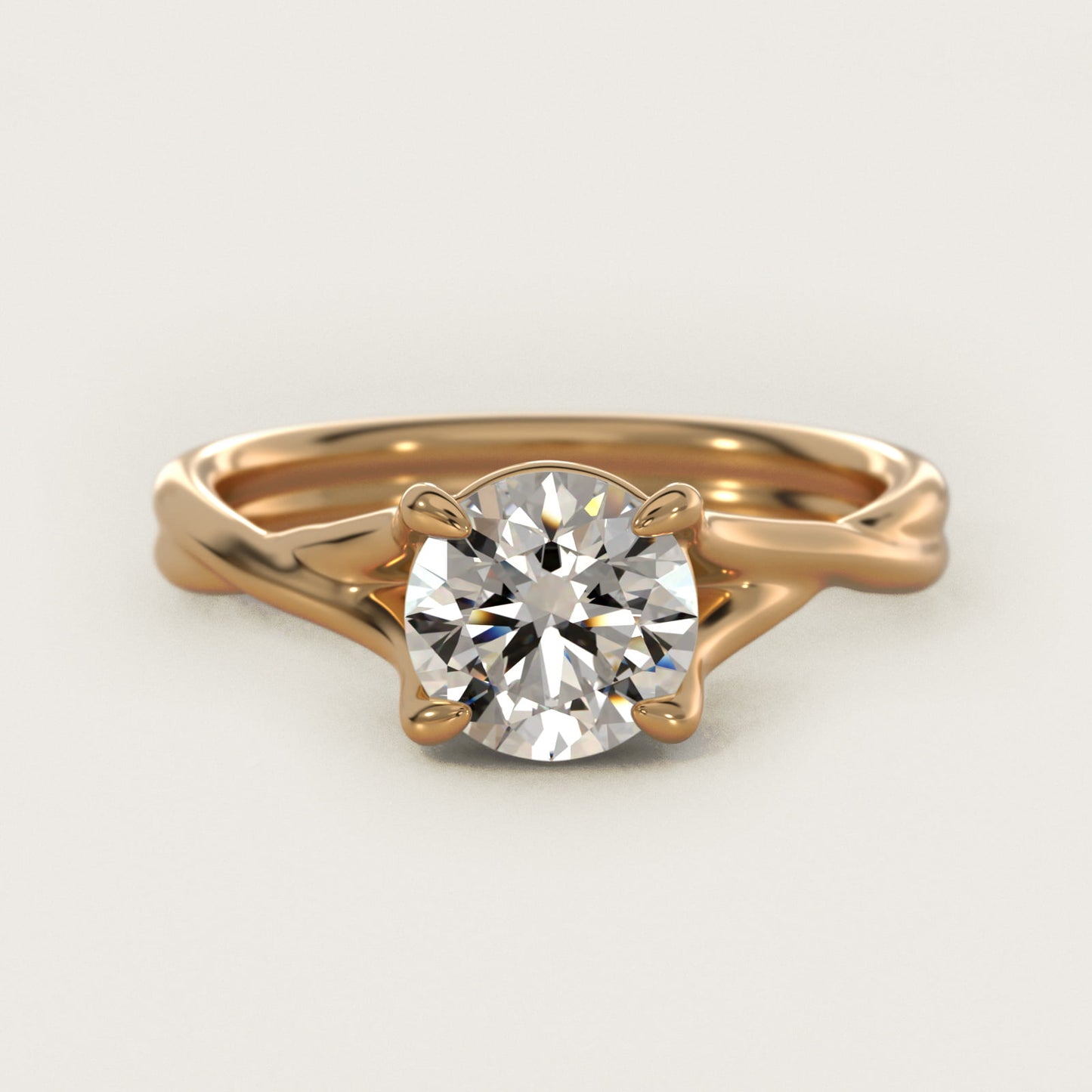 Twisted Shank Contemporary Solitaire Engagement Ring In 18k Yellow Gold By James Allen - Round Center