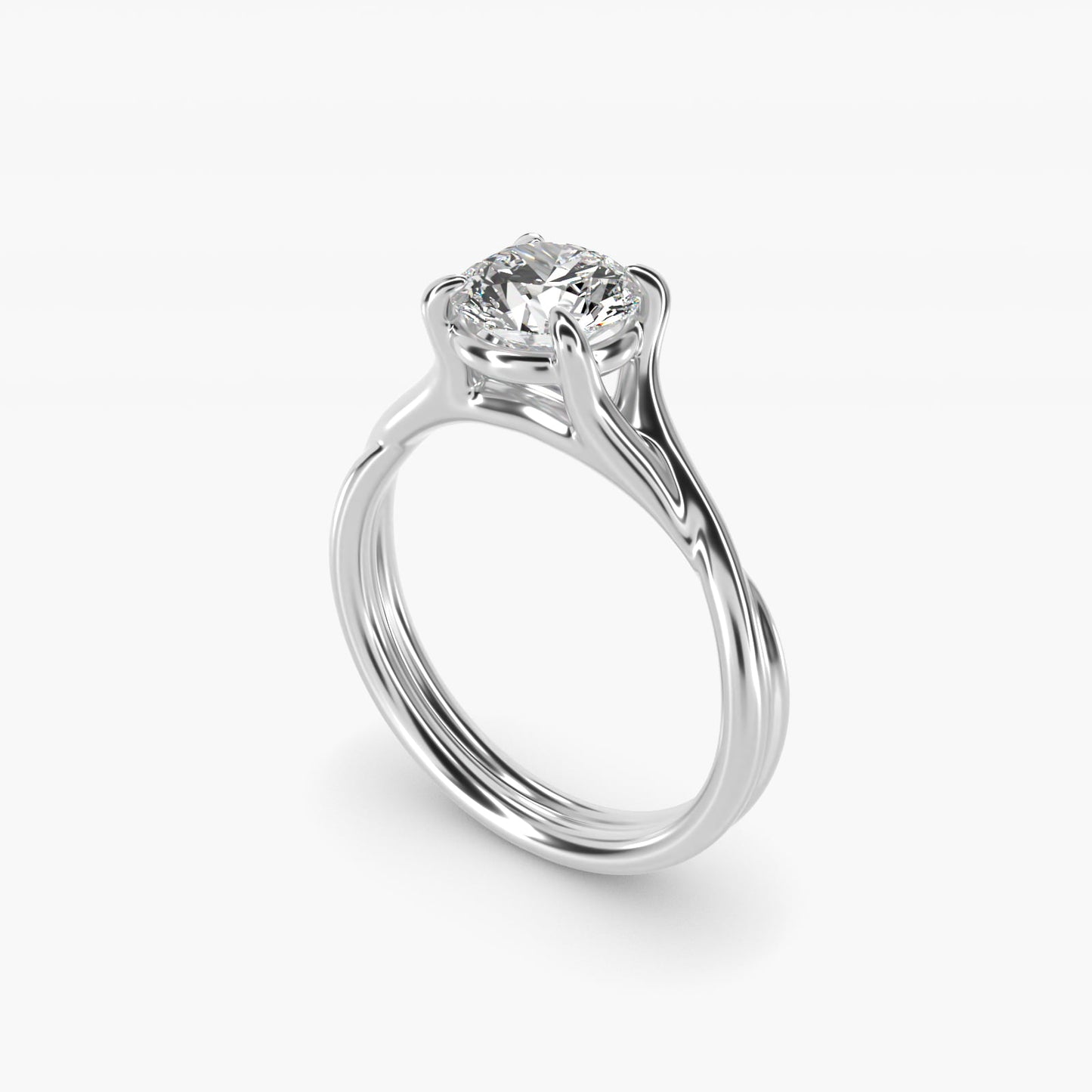 Twisted Shank Contemporary Solitaire Engagement Ring In Platinum By James Allen - Round Center
