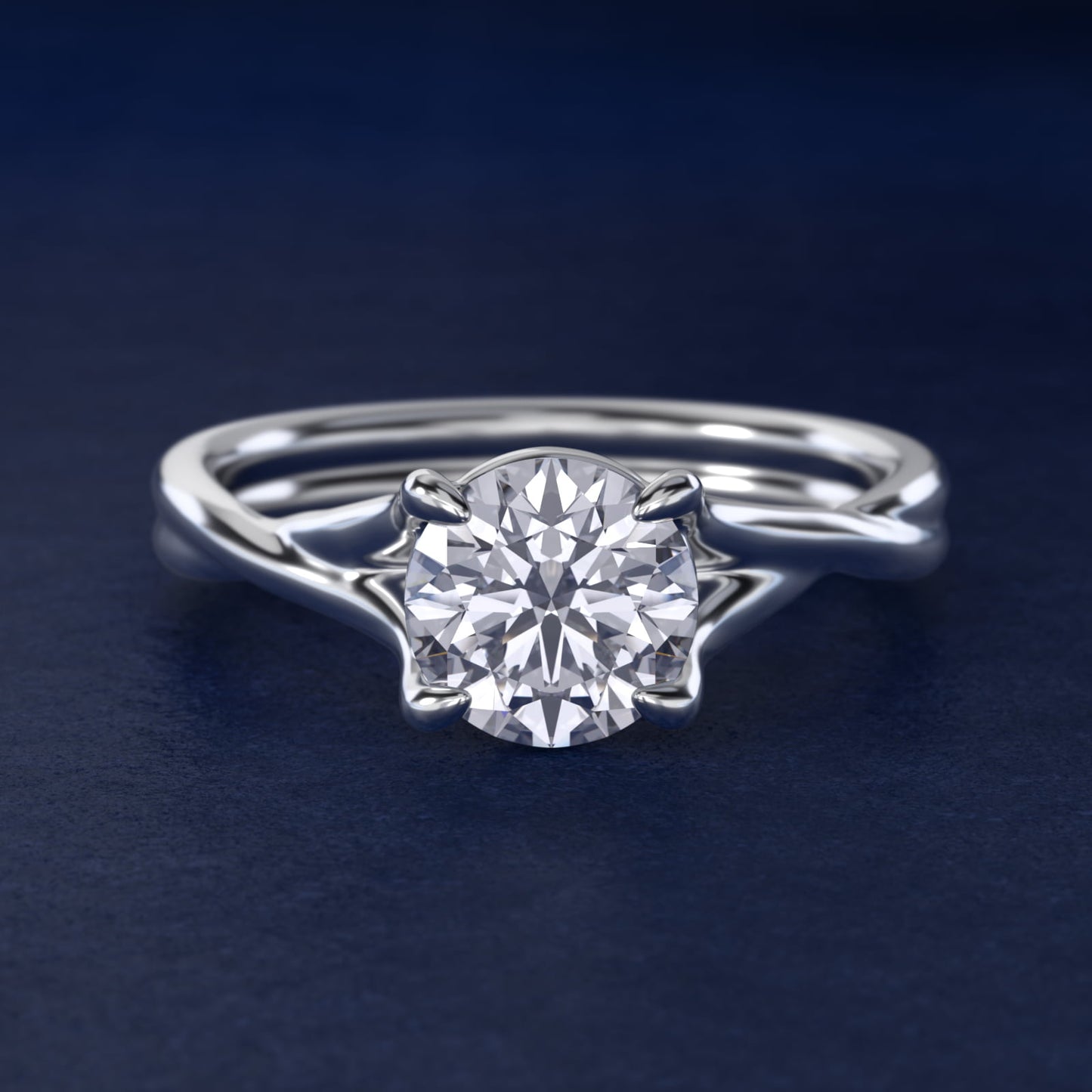 Twisted Shank Contemporary Solitaire Engagement Ring In Platinum By James Allen - Round Center