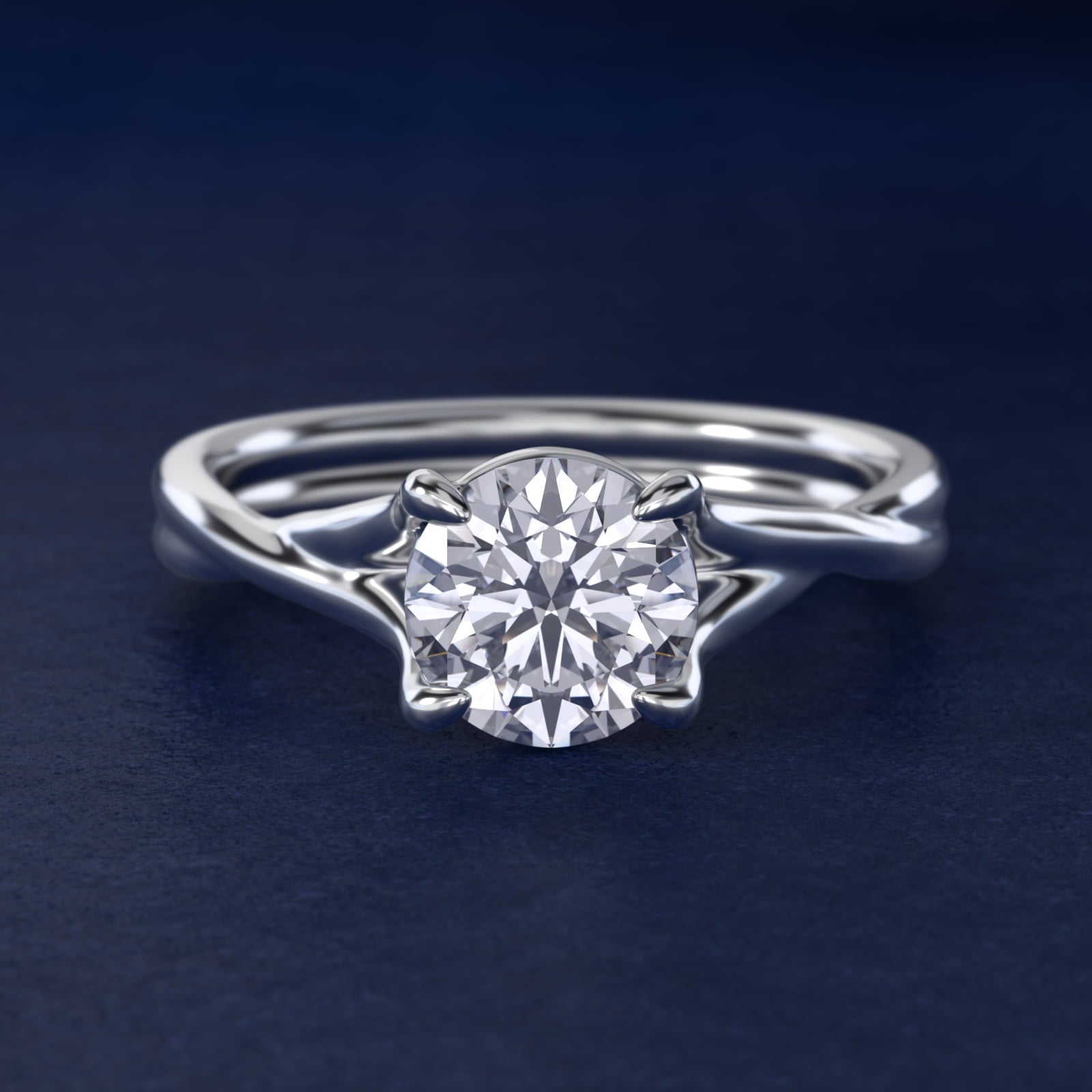 Twisted Shank Contemporary Solitaire Engagement Ring In Platinum By James Allen - Round Center