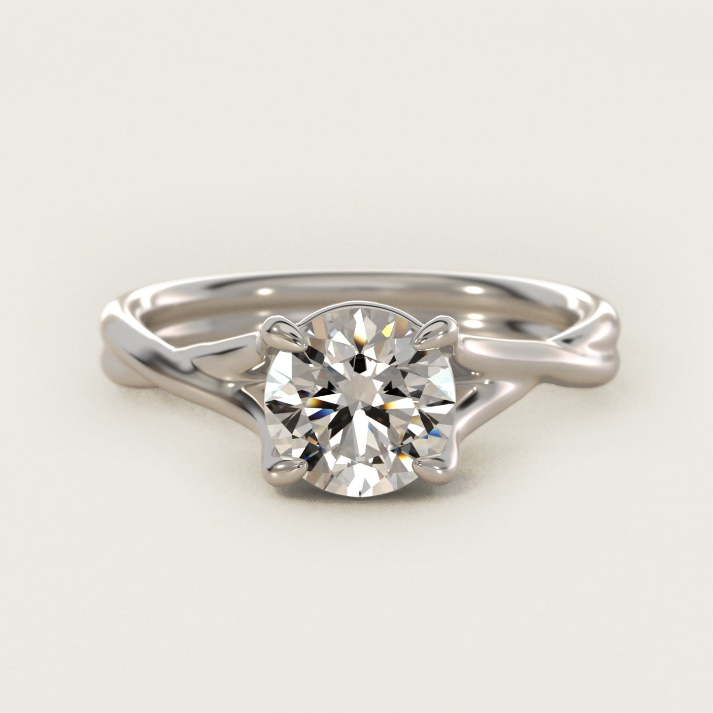 Twisted Shank Contemporary Solitaire Engagement Ring In Platinum By James Allen - Round Center