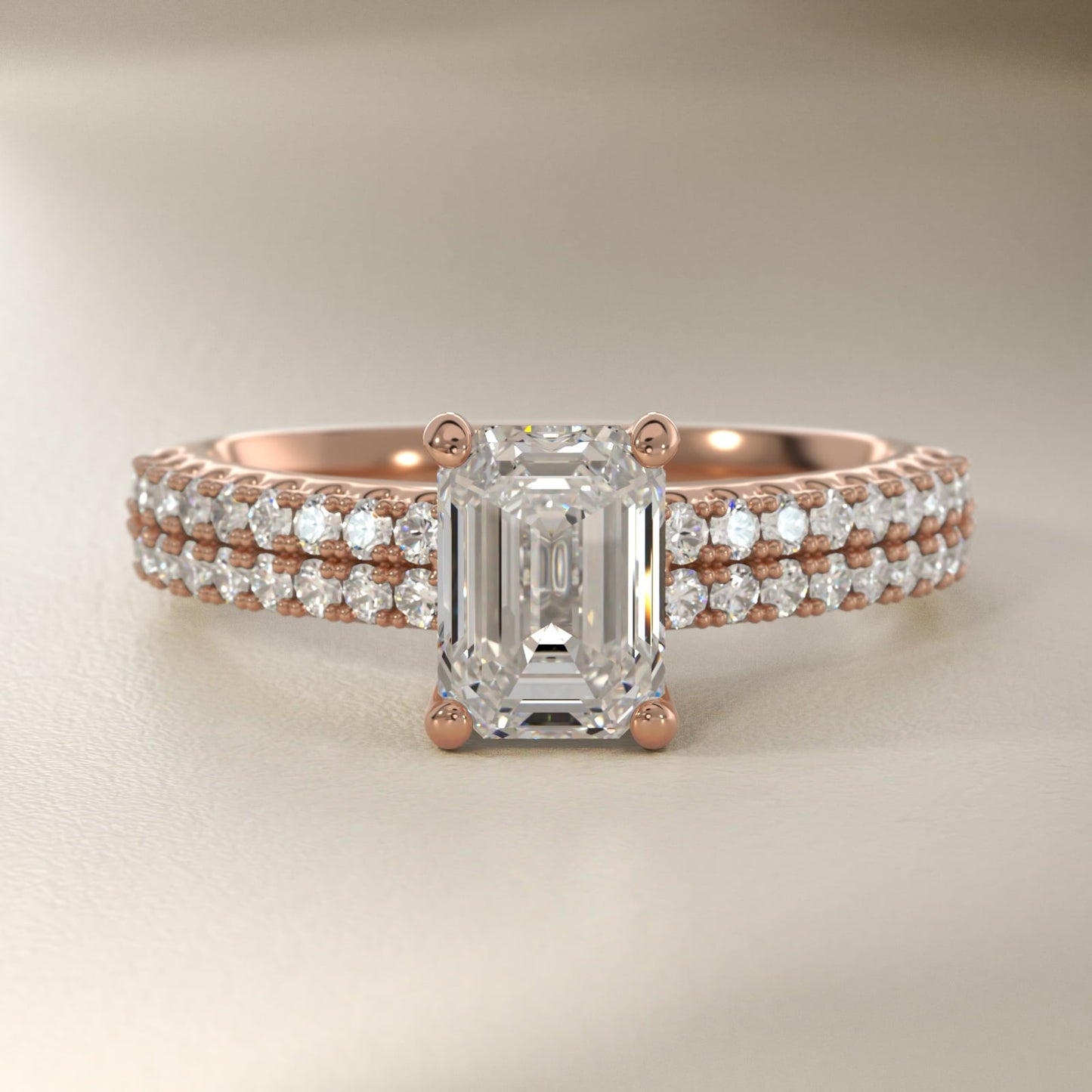 Two Row U Pav? Diamond Engagement Ring In 18k Rose Gold By James Allen - Emerald Center