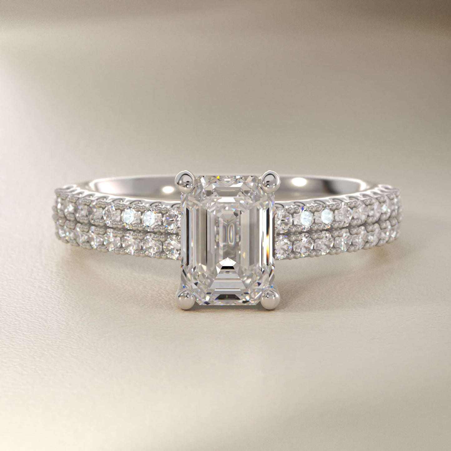 Two Row U PavŽ Diamond Engagement Ring In 14K White Gold By James Allen - Emerald Center