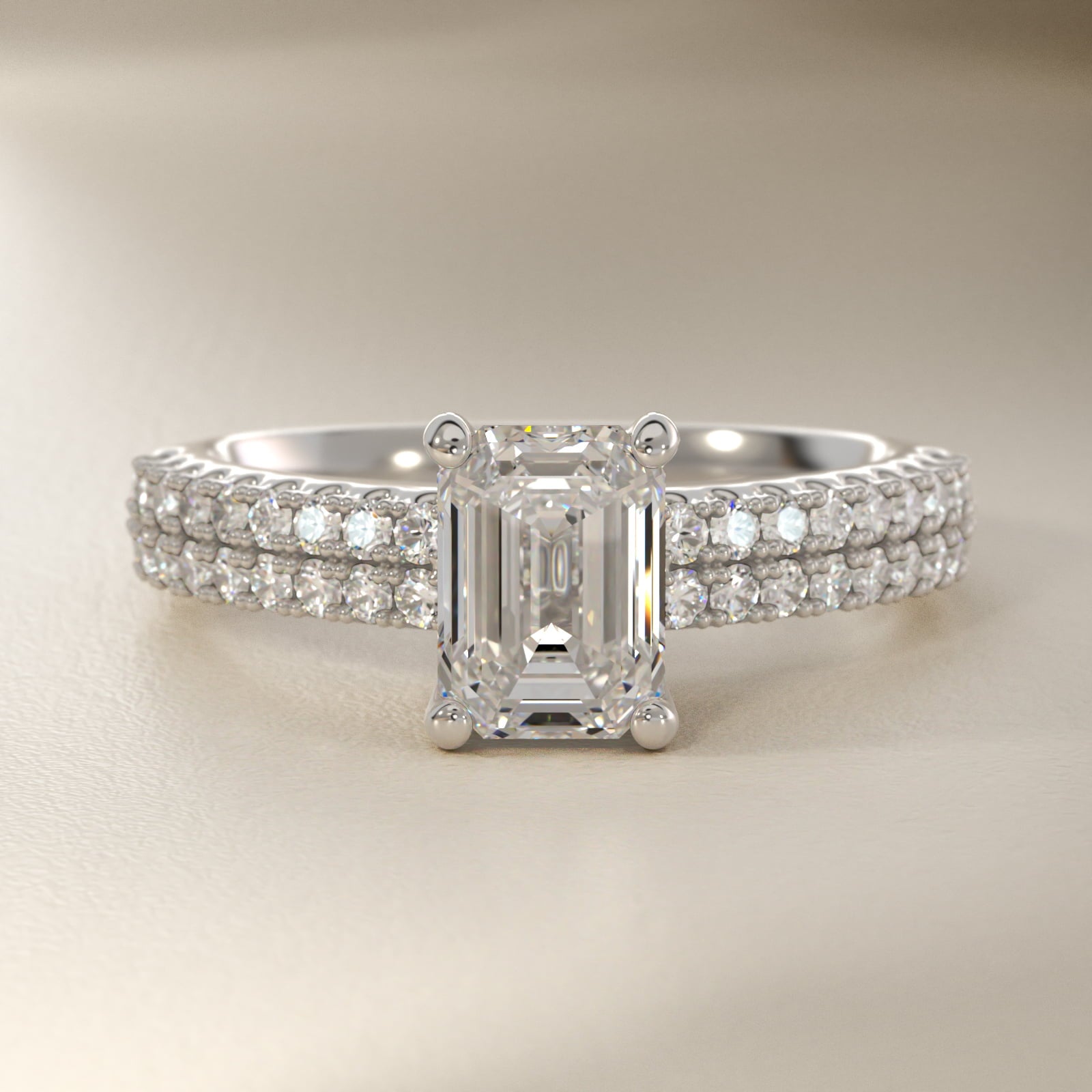 Two Row U PavŽ Diamond Engagement Ring In 14K White Gold By James Allen - Emerald Center