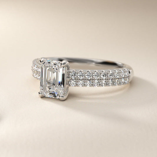 Two Row U Pav? Diamond Engagement Ring In 18k White Gold By James Allen - Emerald Center