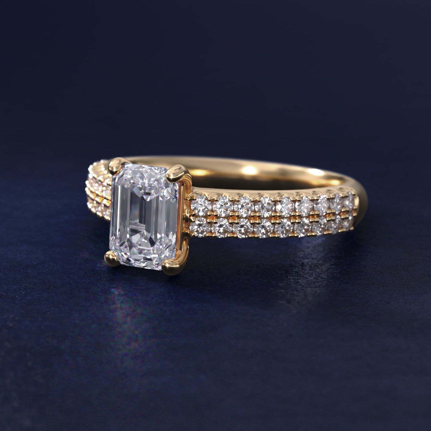 Two Row U PavŽ Diamond Engagement Ring In 14K Yellow Gold By James Allen - Emerald Center