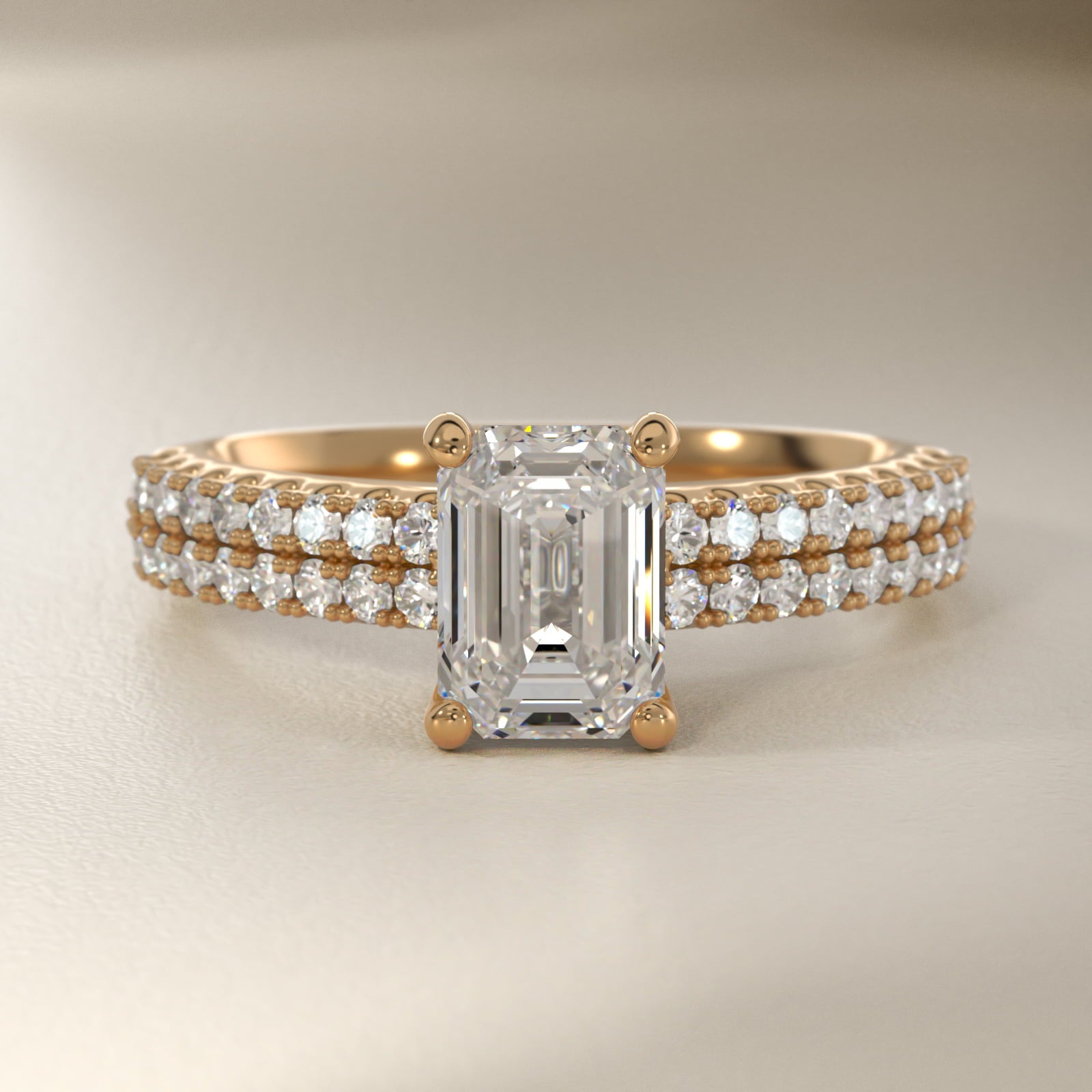 Two Row U PavŽ Diamond Engagement Ring In 14K Yellow Gold By James Allen - Emerald Center
